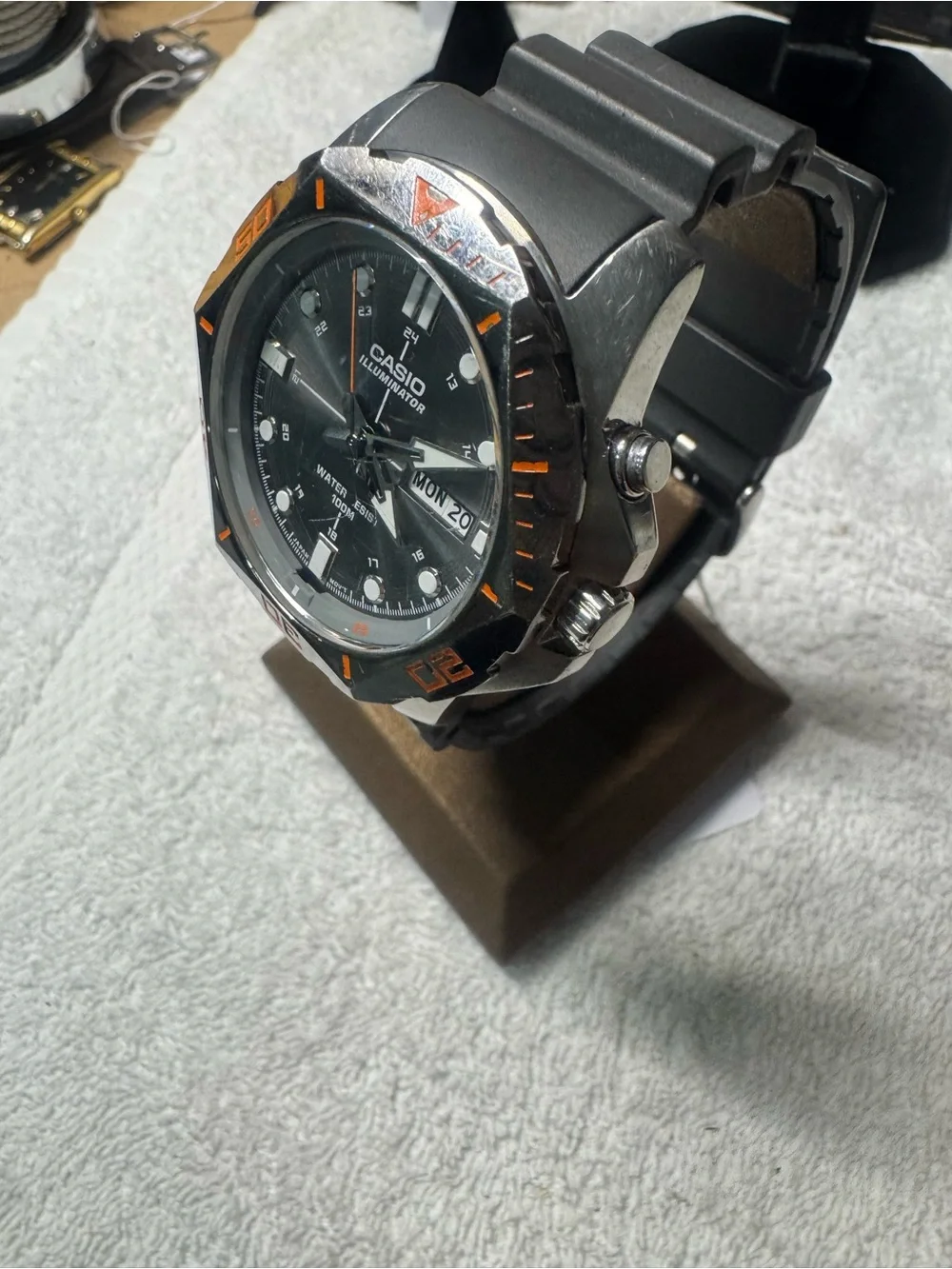 Casio Black Watch with Orange Accents
